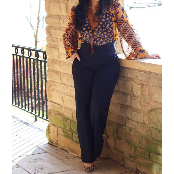 NWT Cabi Floral Harmony Ruffle Boho Blouse 3953 Brown Blue Size Small H14864 - Picture 11 of 12